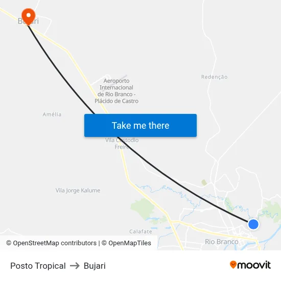 Posto Tropical to Bujari map