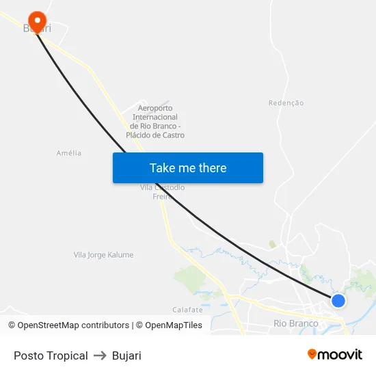 Posto Tropical to Bujari map