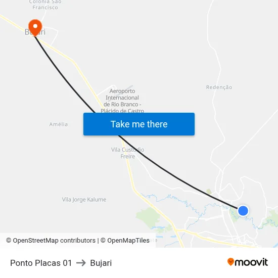 Ponto Placas 01 to Bujari map