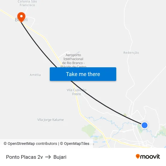 Ponto Placas 2v to Bujari map