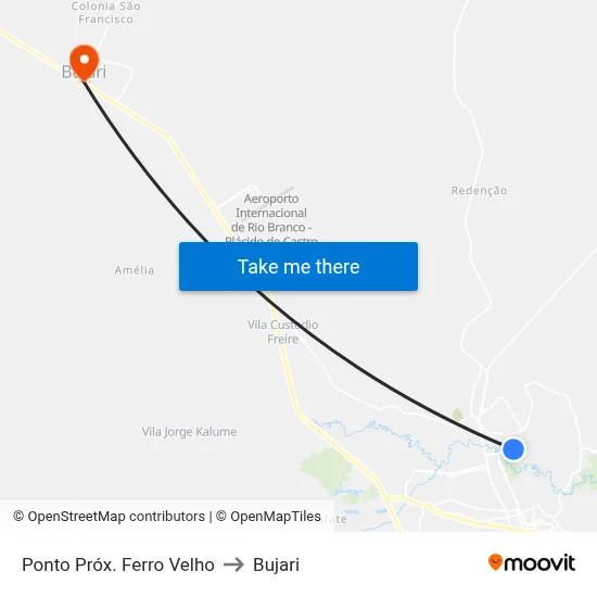 Ponto Próx. Ferro Velho to Bujari map