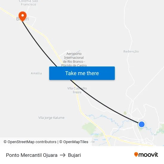 Ponto Mercantil Ojuara to Bujari map