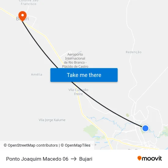 Ponto Joaquim Macedo 06 to Bujari map