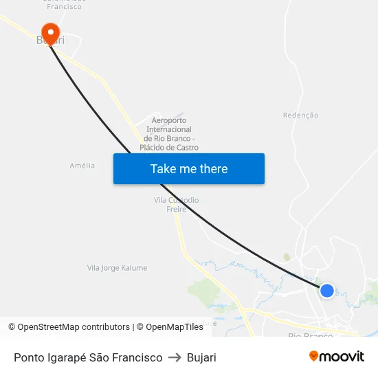 Ponto Igarapé São Francisco to Bujari map