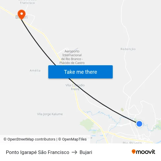 Ponto Igarapé São Francisco to Bujari map
