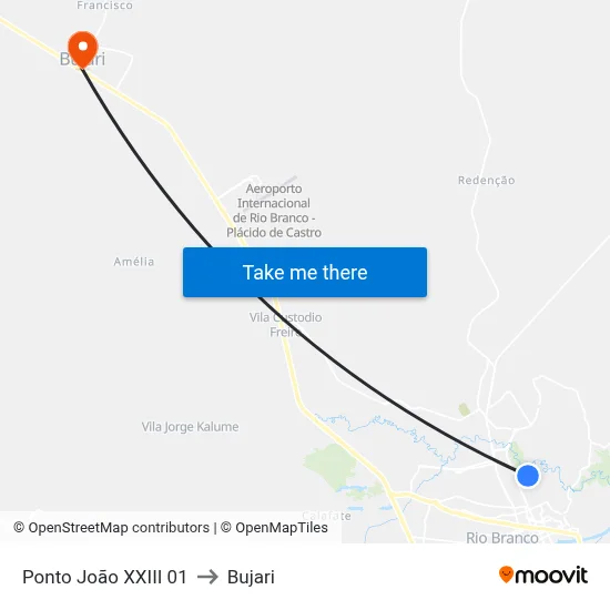 Ponto João XXIII 01 to Bujari map