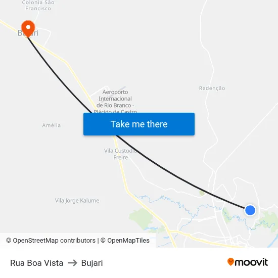 Rua Boa Vista to Bujari map