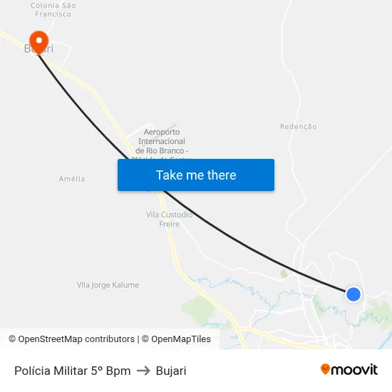 Polícia Militar 5º Bpm to Bujari map