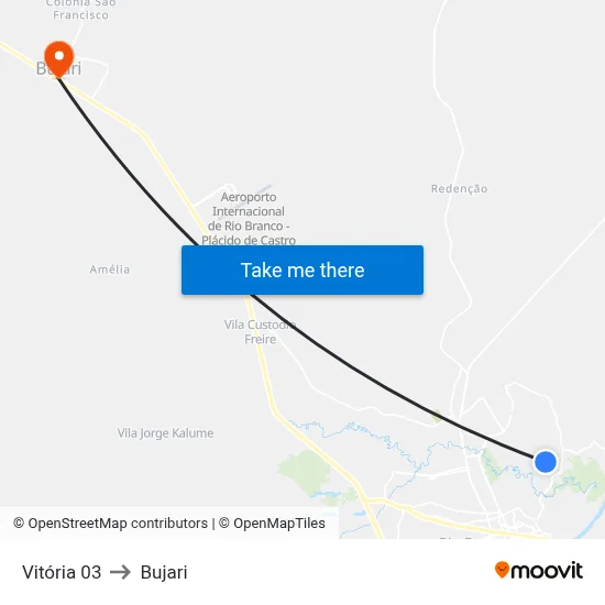 Vitória 03 to Bujari map