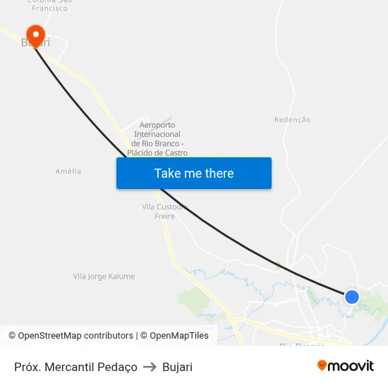 Próx. Mercantil Pedaço to Bujari map