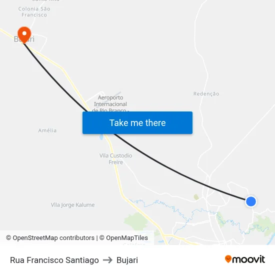 Rua Francisco Santiago to Bujari map