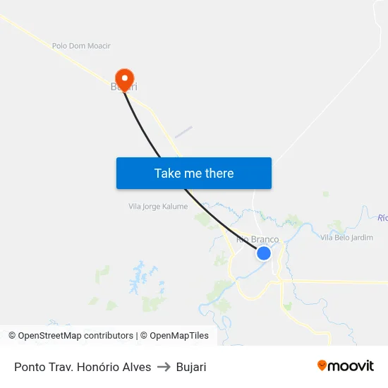 Ponto Trav. Honório Alves to Bujari map