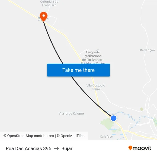 Rua Das Acácias 395 to Bujari map