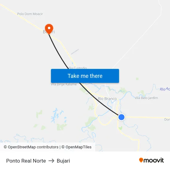 Ponto Real Norte to Bujari map