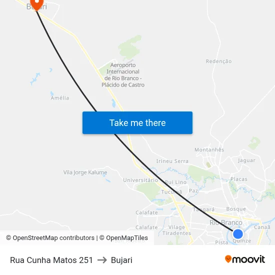 Rua Cunha Matos 251 to Bujari map