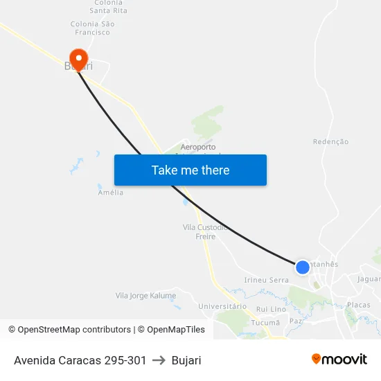 Avenida Caracas 295-301 to Bujari map
