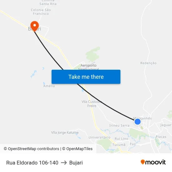 Rua Eldorado 106-140 to Bujari map
