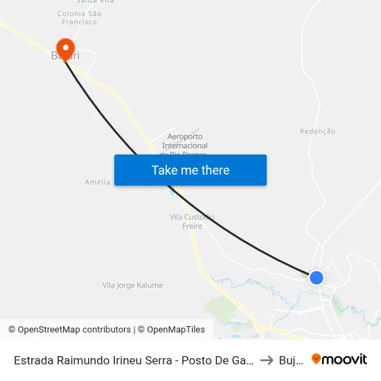 Estrada Raimundo Irineu Serra - Posto De Gasolina to Bujari map