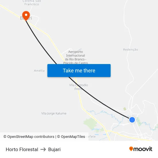 Horto Florestal to Bujari map