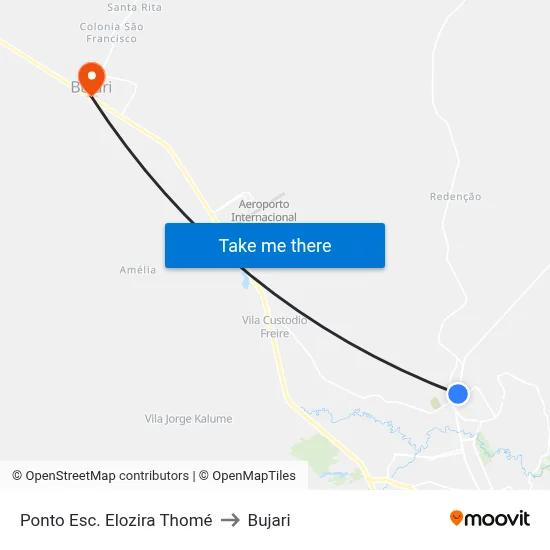 Ponto Esc. Elozira Thomé to Bujari map