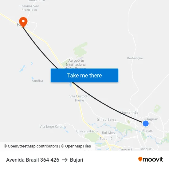 Avenida Brasil 364-426 to Bujari map