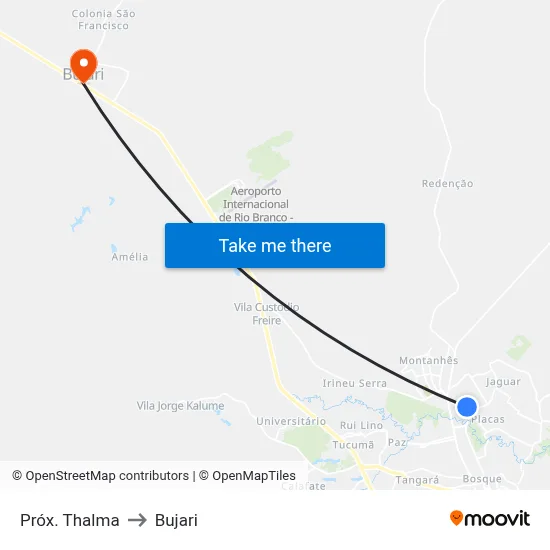 Próx. Thalma to Bujari map