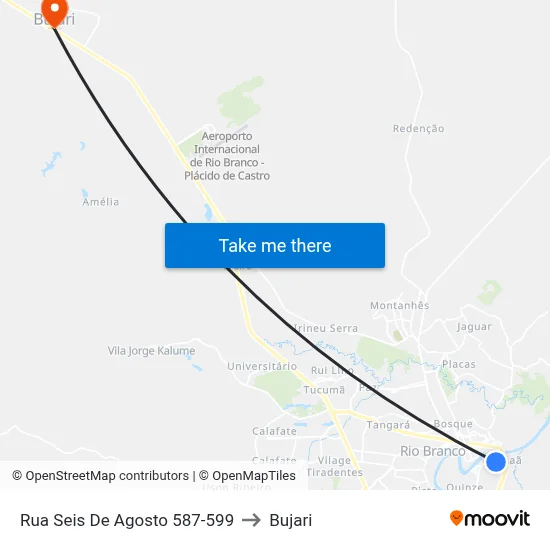Rua Seis De Agosto 587-599 to Bujari map