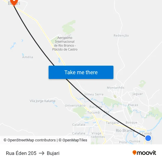 Rua Éden 205 to Bujari map