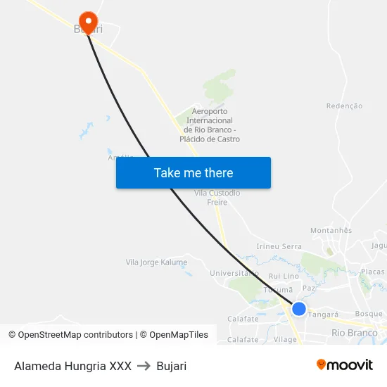 Alameda Hungria XXX to Bujari map