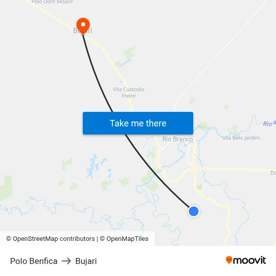 Polo Benfica to Bujari map