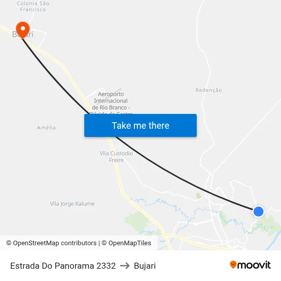 Estrada Do Panorama 2332 to Bujari map