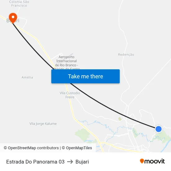 Estrada Do Panorama 03 to Bujari map