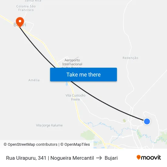 Rua Uirapuru, 341 | Nogueira Mercantil to Bujari map