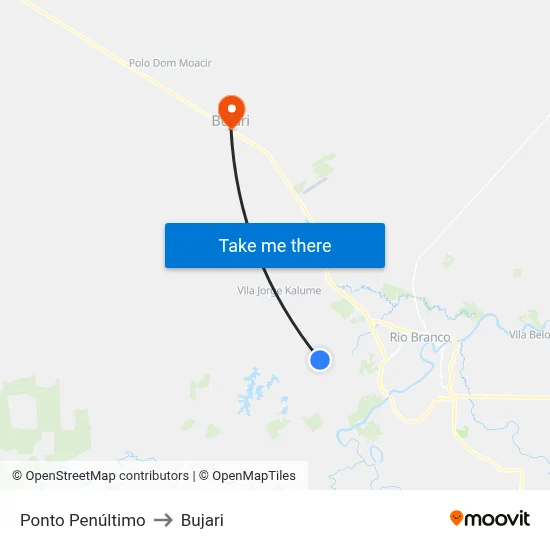 Ponto Penúltimo to Bujari map