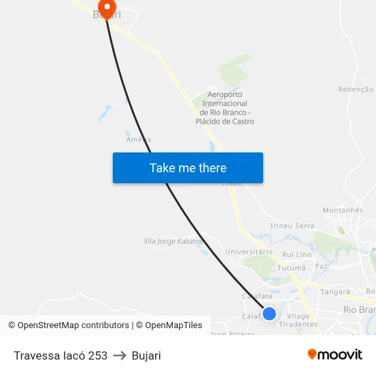 Travessa Iacó 253 to Bujari map