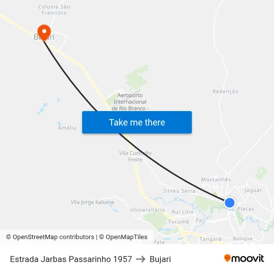 Estrada Jarbas Passarinho 1957 to Bujari map