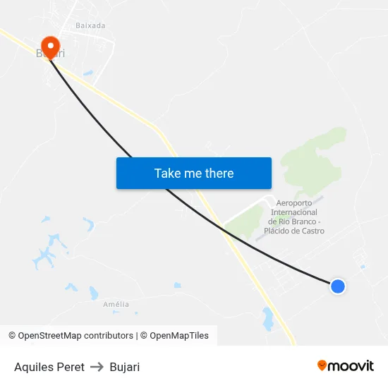 Aquiles Peret to Bujari map