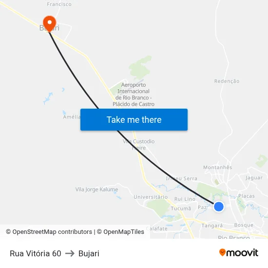 Rua Vitória 60 to Bujari map