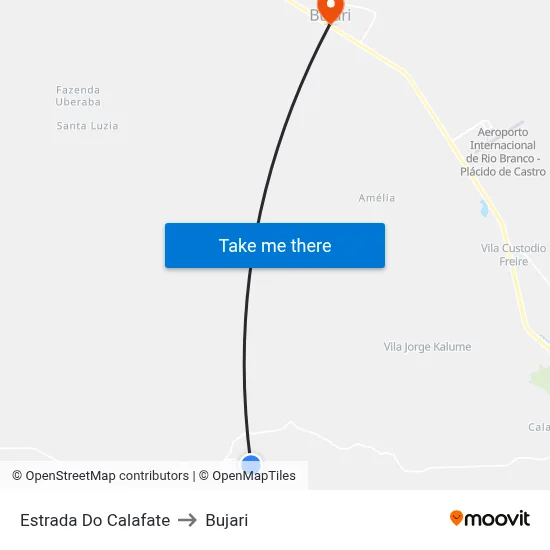 Estrada Do Calafate to Bujari map