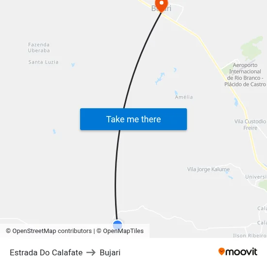 Estrada Do Calafate to Bujari map