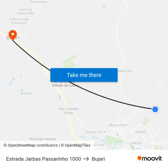 Estrada Jarbas Passarinho 1000 to Bujari map