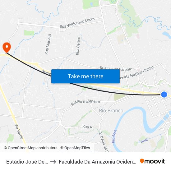 Estádio José De Melo to Faculdade Da Amazônia Ocidental (Faao) map