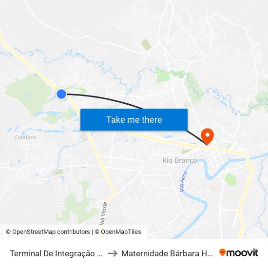 Terminal De Integração Da Ufac to Maternidade Bárbara Heliodora map