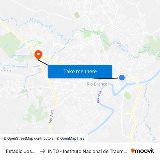 Estádio José De Melo to INTO - Instituto Nacional de Traumatologia e Ortopedia. map
