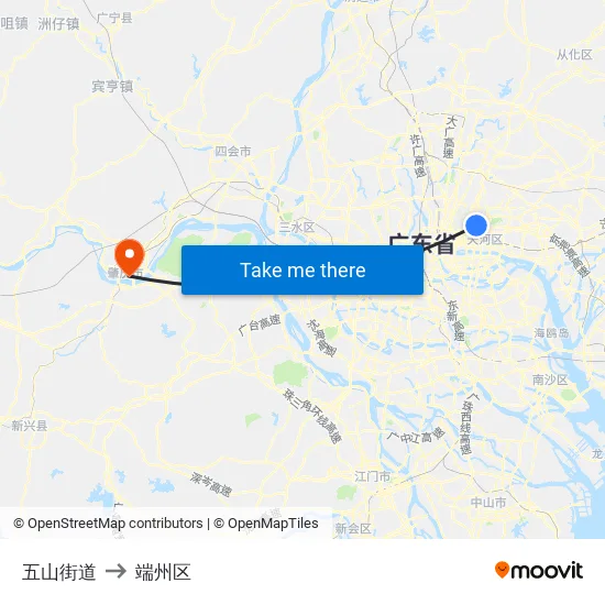 五山街道 to 端州区 map