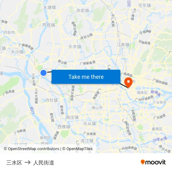 三水区 to 人民街道 map