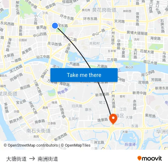 大塘街道 to 南洲街道 map