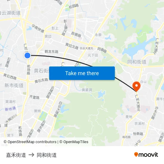嘉禾街道 to 同和街道 map