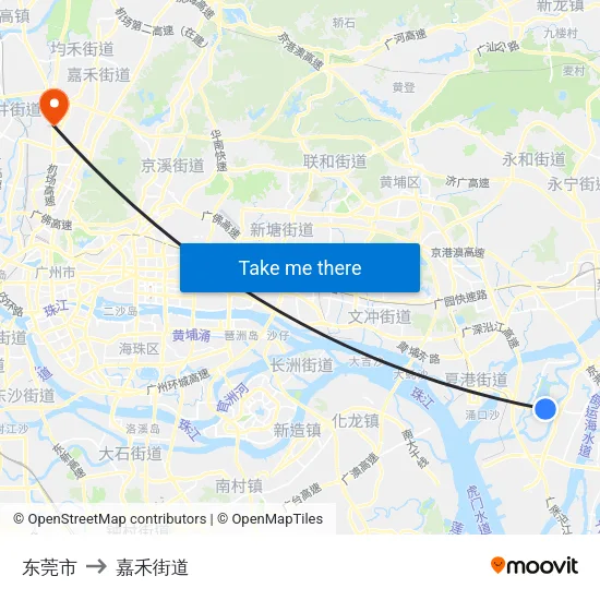 东莞市 to 嘉禾街道 map
