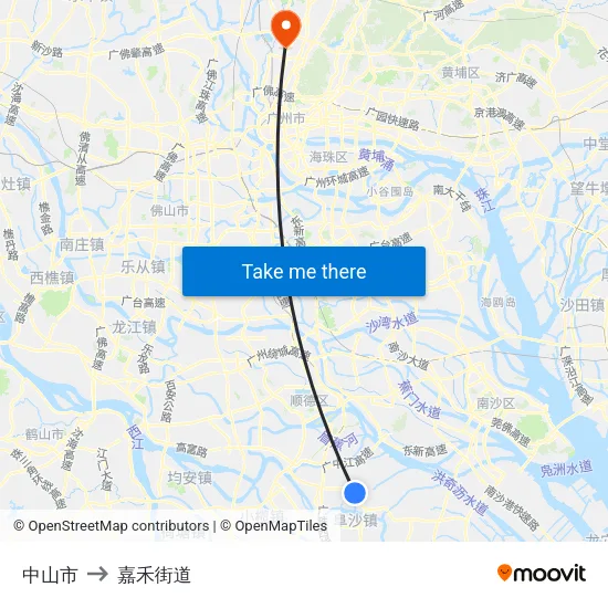 中山市 to 嘉禾街道 map